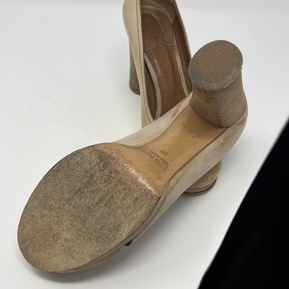 Chloe leather stacked wood heel shoes - Picture 6 of 6